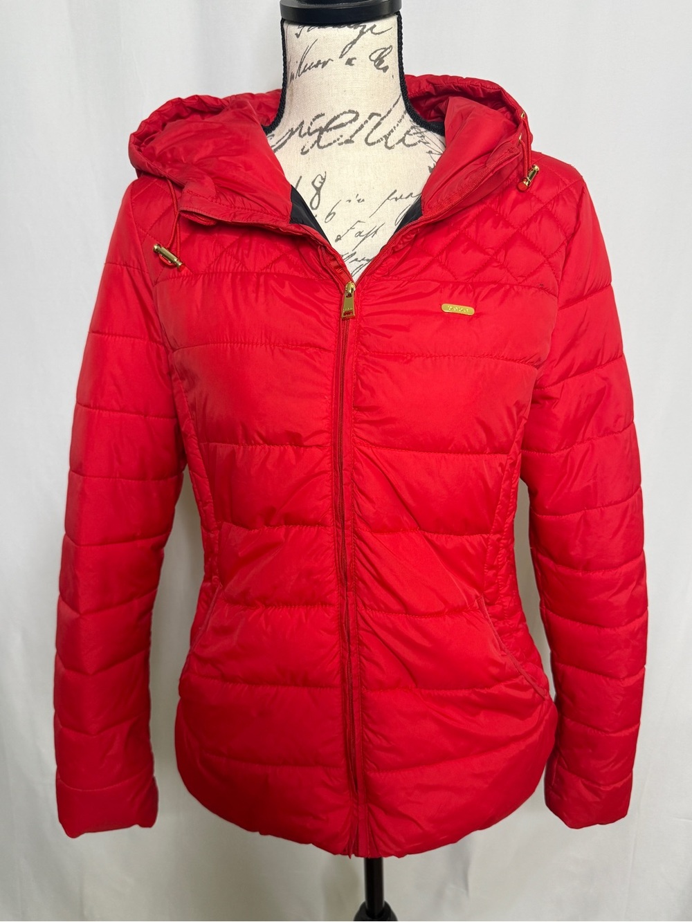 Guess Women's Red Hooded Quilted Puffer Jacket